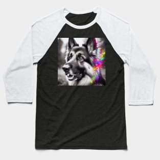 Colorful Gaze: German Shepherd Charm, Cute German Shepherd Baseball T-Shirt